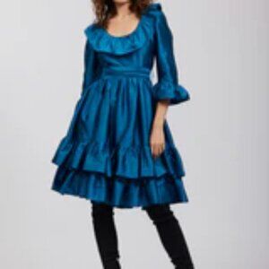 ✨ Batsheva Teal Taffeta Party Dress in Size 16 ✨